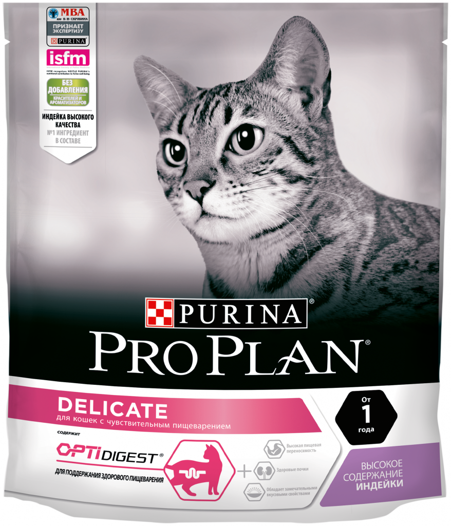 PURINA PRO PLAN DELICATE сухой корм для взрослых кошек с чувствительным  пищеварением, Индейка от 6900₽ в спб.